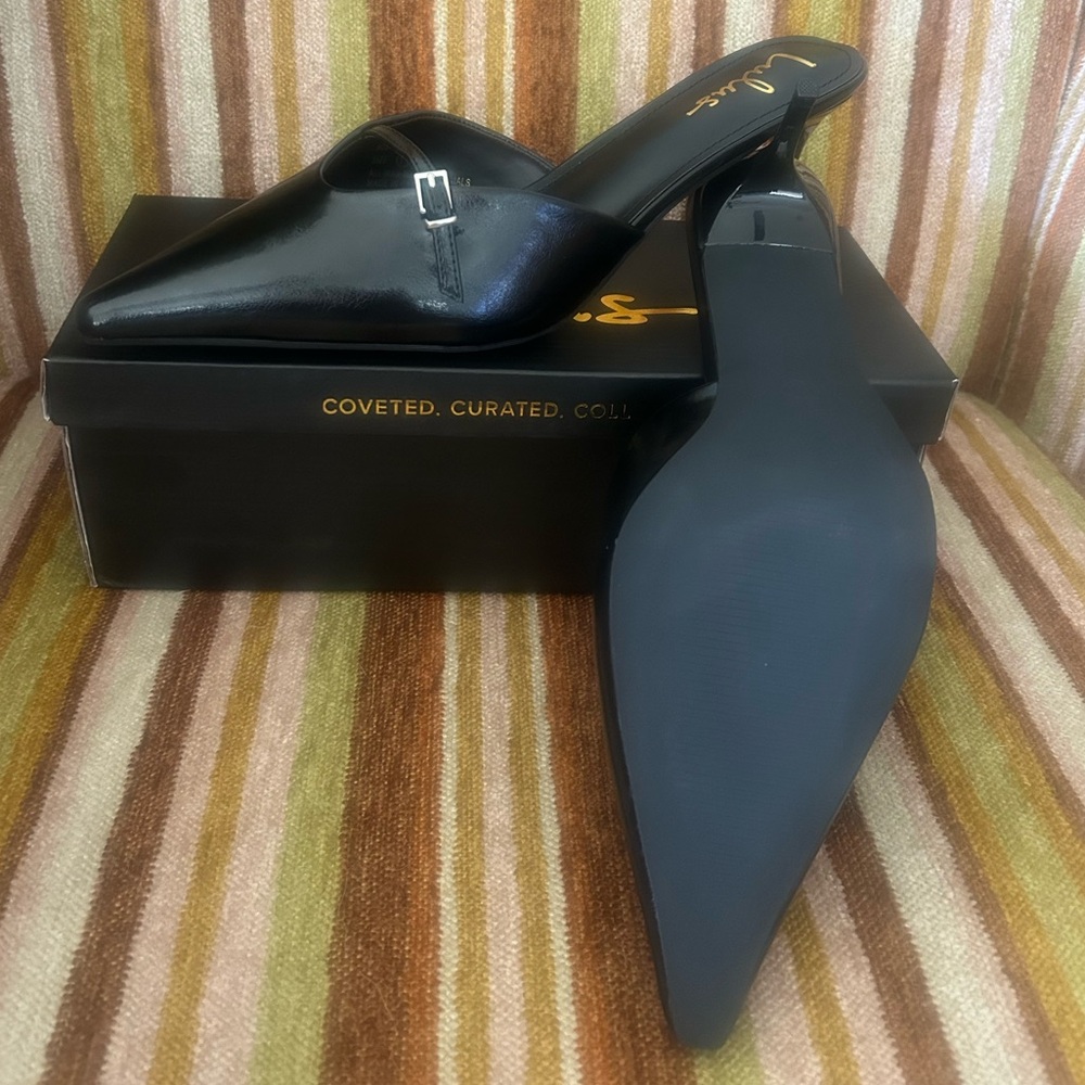 NWB Lulus Austine Black Pointed-toe Mule Pumps - Size 11 - Picture 7 of 7